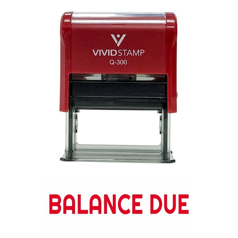 Vivid Stamp Balance Due Self Inking Rubber Stamp (Red Ink) - Large - Image 2